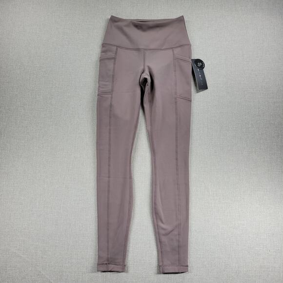 Yogalicious Lux Womens Leggings Sz XS Mocha Hi Rise Side Pockets Full Length NEW - Picture 1 of 13